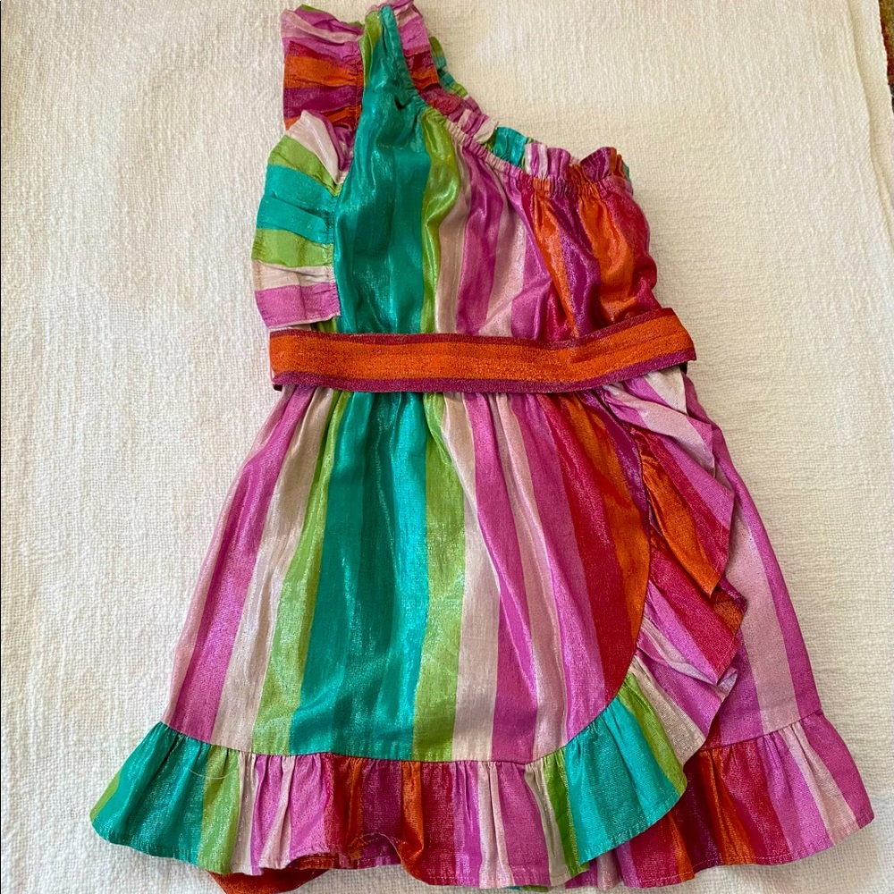 Girls one shoulder shimmer dress